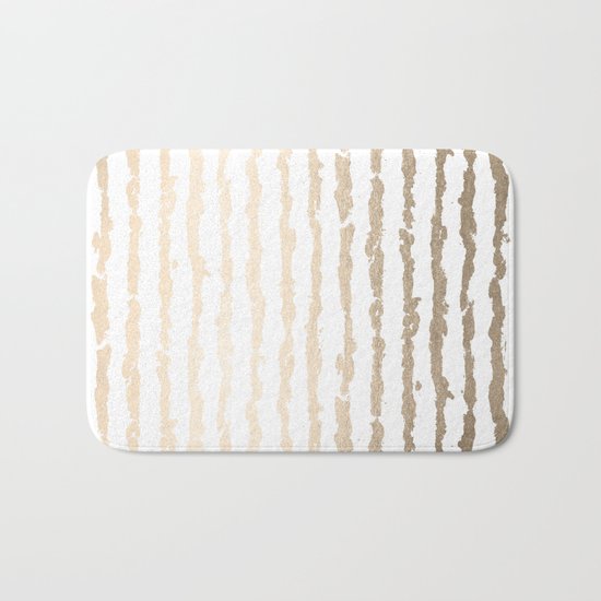 White Gold Sands Vertical Ink Stripes Bath Mat