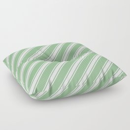 [ Thumbnail: Dark Sea Green & White Colored Lines Pattern Floor Pillow ]
