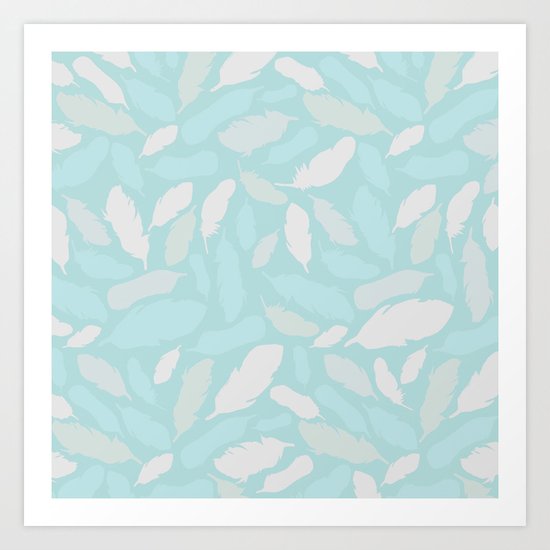 Feather Pattern Mint Art Print
