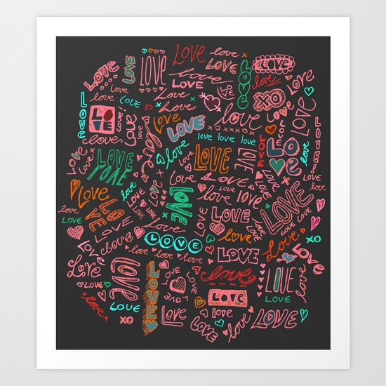 Love Love Love - ballpoint doodles - 2 Art Print