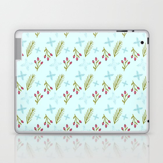 Christmas Pattern Floral Retro Snowflake Leaf Laptop & iPad Skin