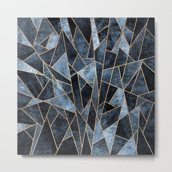Shattered Soft Dark Blue Metal Print