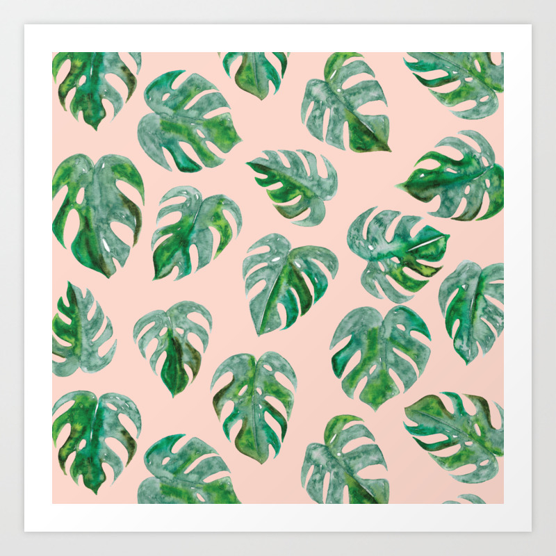 Tropical Monstera Leaf Pattern Pink Background Art Print By Lovelettered Society6 Tropical Monstera Leaf Pattern Pink Background Art Print By Lovelettered Society6