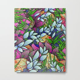 Floral Abstract Artwork G464 Metal Print | Vegetation, Petals, Botanical, Abstract, Colorful, Jungle, Garden, Esotic, Graphic, Meadow 