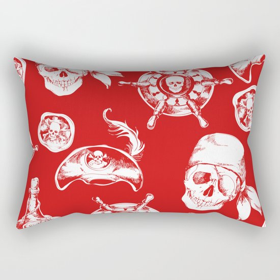 Red Pirate Pattern Rectangular Pillow