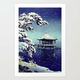 Snow At Ukimido Katada Tsuchiya Koitsu Art Print