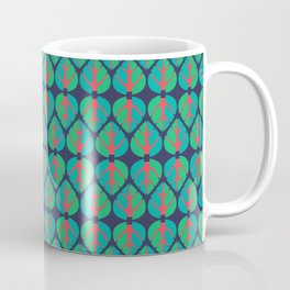 Bold, Abstract Leaves - Red, Aqua, Green Coffee Mug