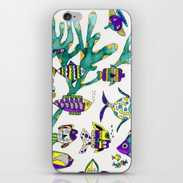 Tropical Fish Watercolor and Ink Illustration iPhone Skin