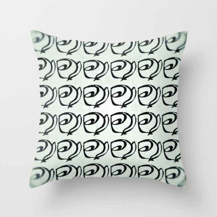 Rows of Flowers, Mint Green Throw Pillow