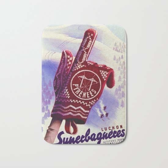 Luchon France - Vintage Ski Resort Travel Bath Mat