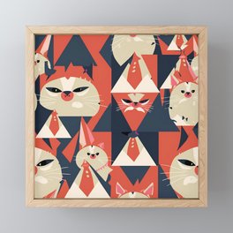 Cat Lover Gift | Grumpy Grey Kitten Abstract Cat Pattern Framed Mini Art Print