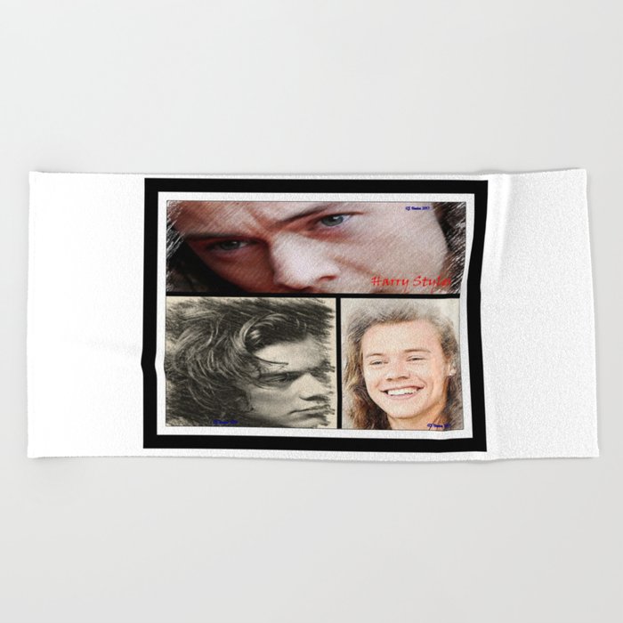 Harry Styles One Direction 1d 1dfanart Beach Towel