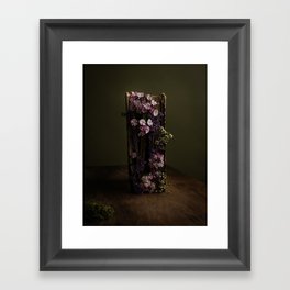 The witches bible, old book filled with flowers, dark rich colors, fine art photo print Framed Art Print