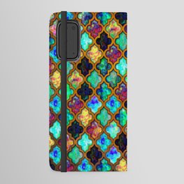 Moroccan tiles iridescent pattern golden mesh Android Wallet Case