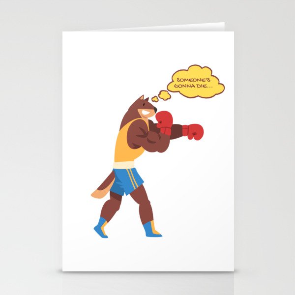 Funny Boxer Dog design Stationery Cards