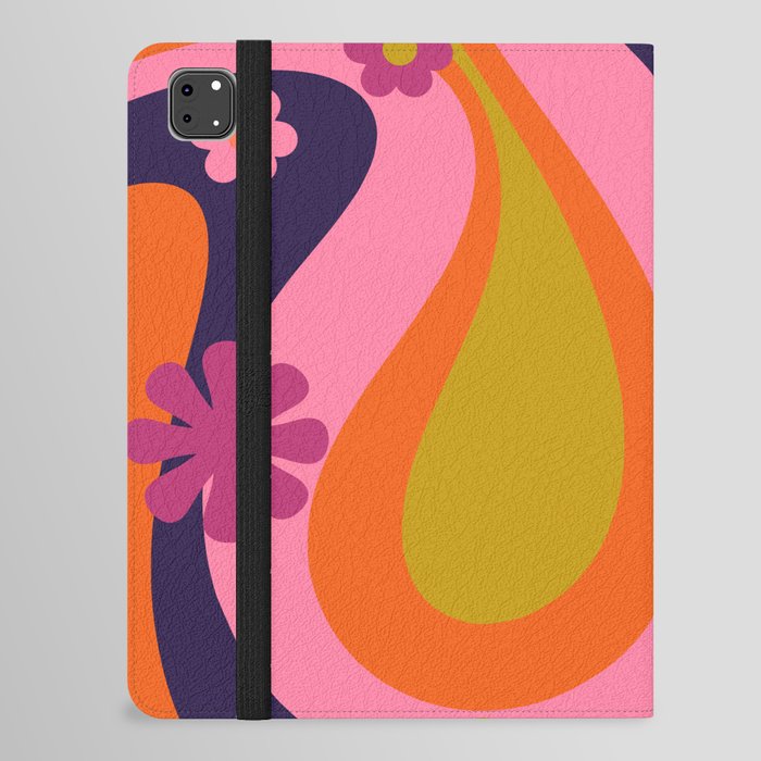 Too Groovy Retro Abstract Flower Power Pattern in Pink Lime Orange Magenta Blue iPad Folio Case