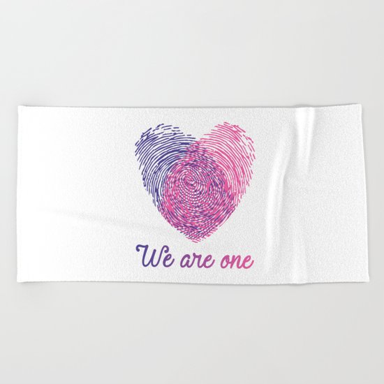 We are one - Valentine love Beach Towel