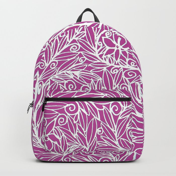 Heart of Leaves white on pink Backpack by Sebastian Grafmann | Society6