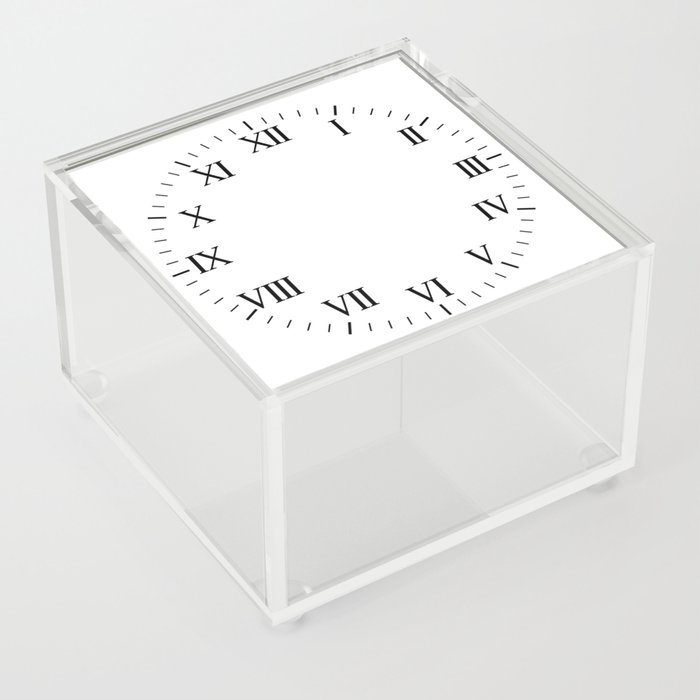 White Clock with black Roman Numbers : Roman Clock Acrylic Box