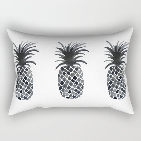 Black and White Pineapple Rectangular Pillow
