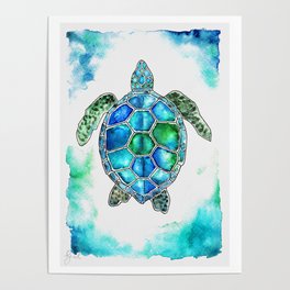 turtle in watercolors Poster