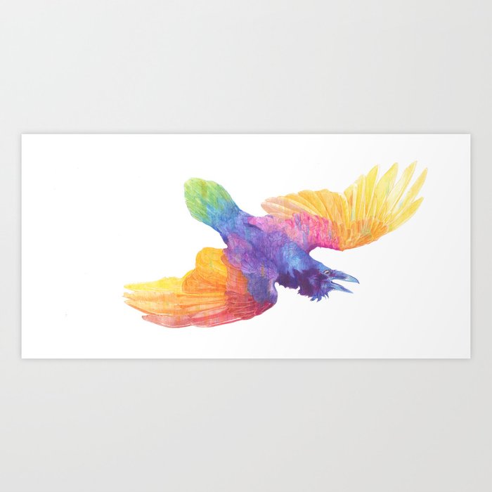Rainbow Raven Art Print