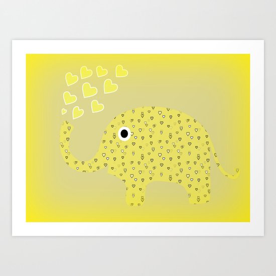 I Love Elephants Art Print