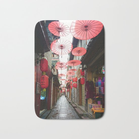 Asia in Red Bath Mat