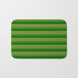[ Thumbnail: Dark Green & Green Colored Pattern of Stripes Bath Mat ]