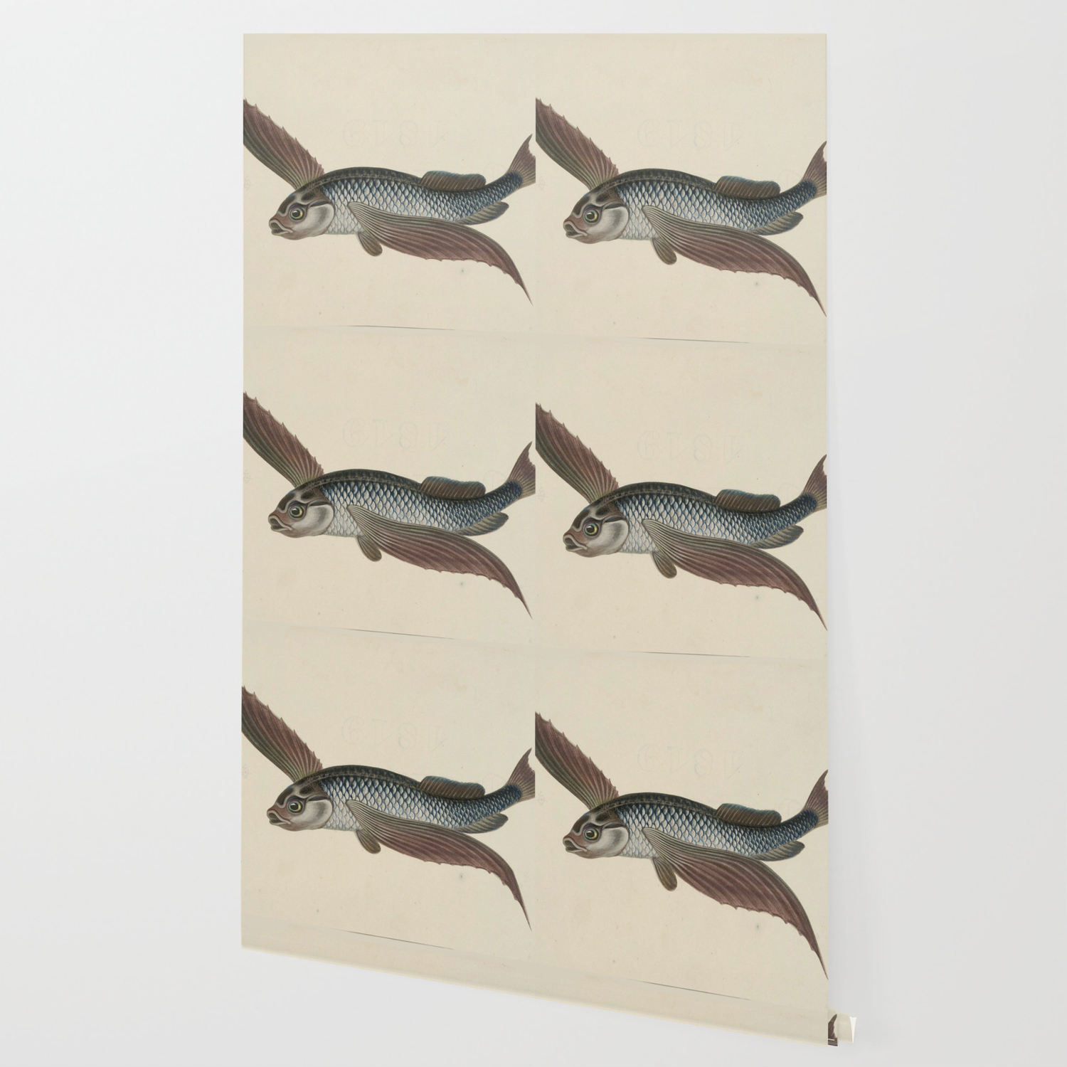 Vintage Flying Fish Wallpaper By Bluespecsstudio Society6