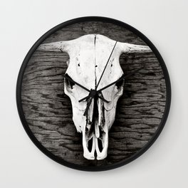 Cow Skull in Black and White Wall Clock