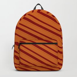 [ Thumbnail: Chocolate & Dark Red Colored Lines/Stripes Pattern Backpack ]
