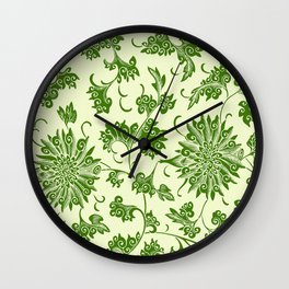Modern William Morris Green Floral Pattern  Wall Clock