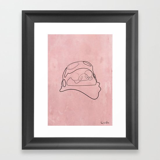 One Line Porco Rosso red Framed Art Print