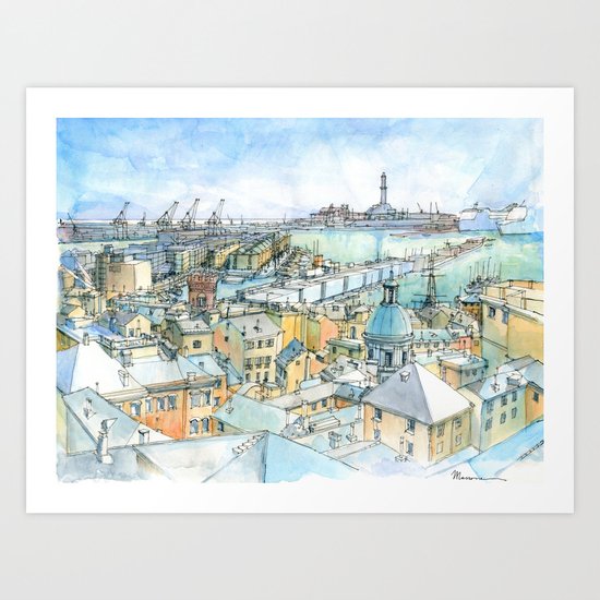 Il Porto (view of Genoa) Art Print