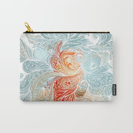Light Blue Floral Indian Pattern Carry-All Pouch
