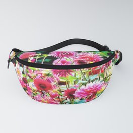 Red and Pink Early Fall Dahlia Garden Fanny Pack