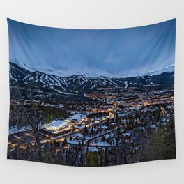 Breckenridge Colorado Winter Night Rocky Mountain Ski Town Wall Tapestry
