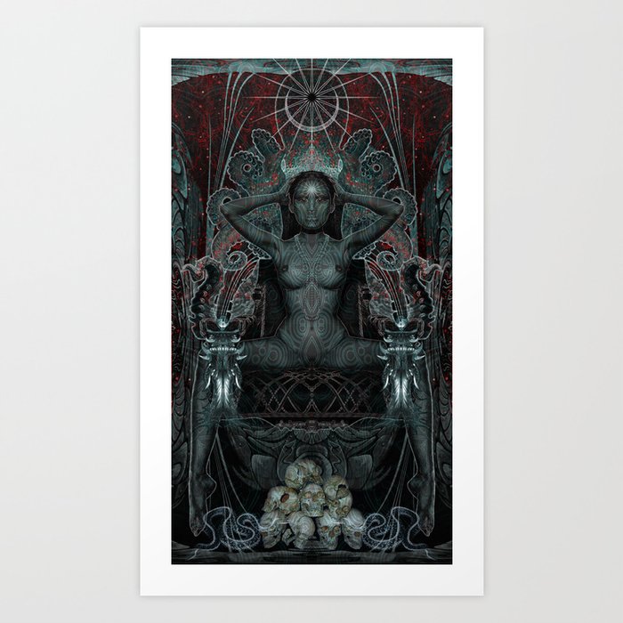 Triptych Shakti Black Goddess Art Print By Waeladakadan