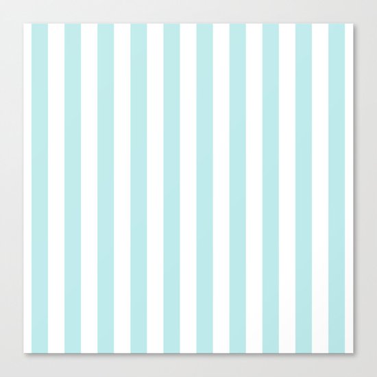 Striped- Turquoise vertikal stripes on white- Maritime Summer Beach Canvas Print
