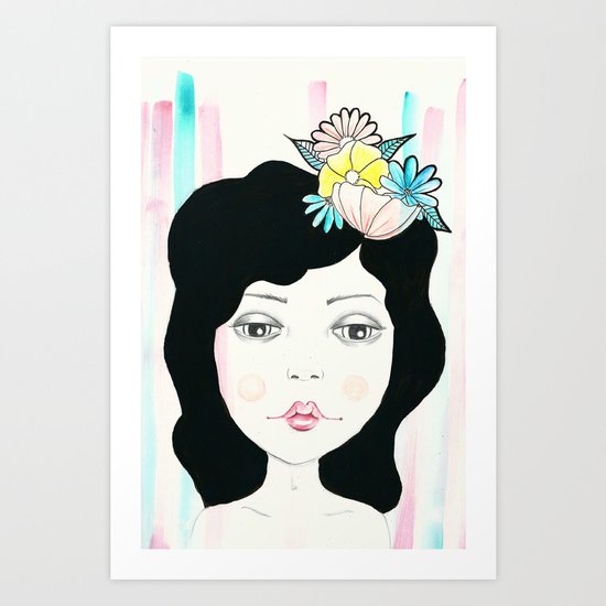 Black Haired Beauty Art Print