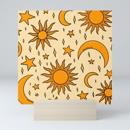 Vintage Sun and Star Print Mini Art Print
