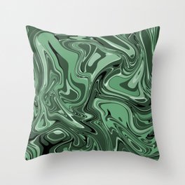 Green Marble ink Liquid Design pattern Throw Pillow