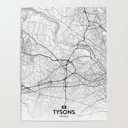 Tysons, Virginia, United States - Light City Map Poster