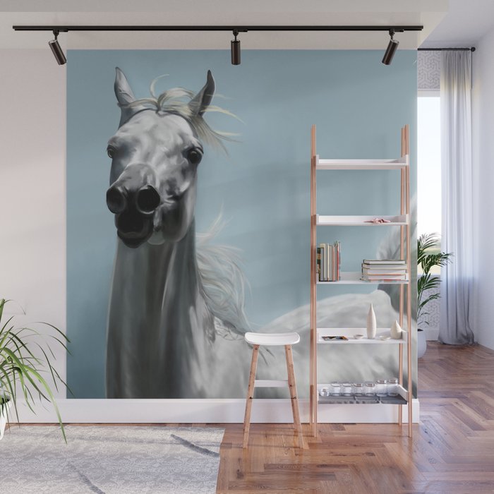 Arabian White Horse Painting Wall Mural By Limitlessdesign Society6