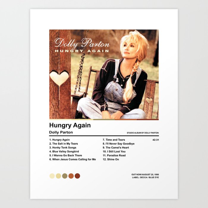 Dolly Parton- Hungry Again Album Art Print