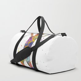 Boy plays baseball in watercolor Duffle Bag