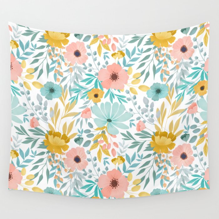 Pink and yellow tapestry clearance