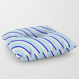 [ Thumbnail: Powder Blue, Blue & White Colored Pattern of Stripes Floor Pillow ]