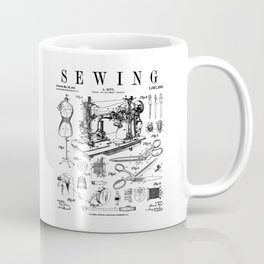 Sewing Machine Quilting Quilter Crafter Vintage Patent Print Coffee Mug